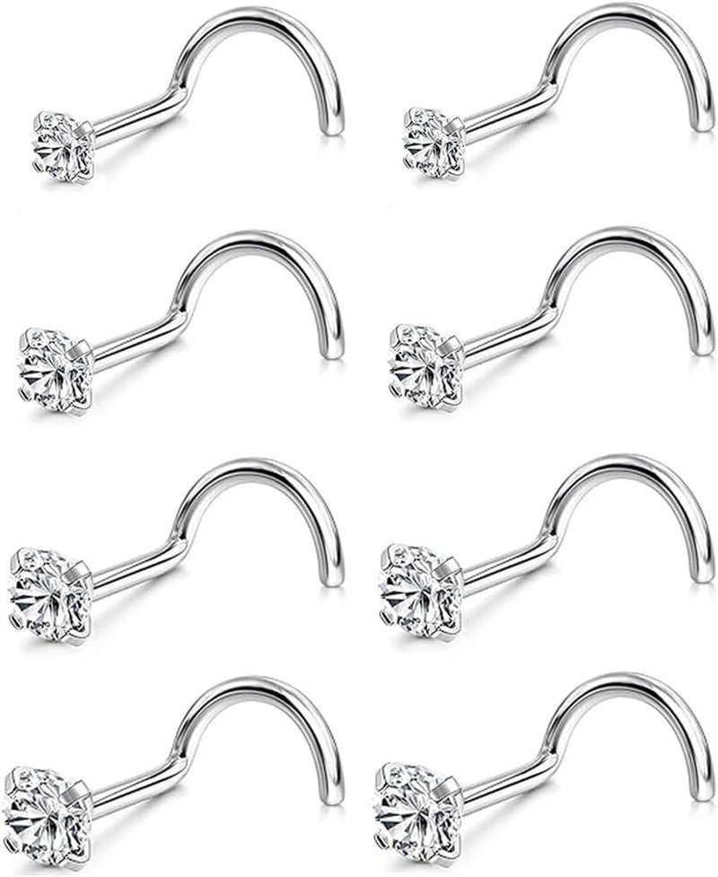 Incaton 20G Stainless Steel Nose Rings for Women Nose Rings Hoops L Shaped Nose Studs Screw Nose Piercing Jewelry for Women Men Silver Rose Gold Black Rainbow - Image 1